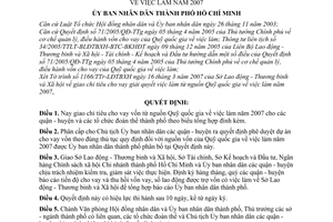Quyết định 47/2007/QĐ-UBND giao chỉ tiêu cho vay giải quyết việc làm nguồn Quỹ quốc gia năm 2007