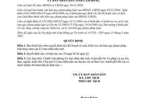 Quyết định 09/2007/QĐ-UBND kế hoạch rà soát kiểm tra văn bản Lâm Đồng