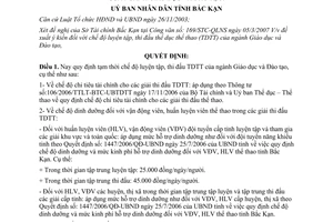 Quyết định 457/QĐ-UBND 2007 chế độ luyện tập thi đấu thể dục thể thao Bắc Kạn