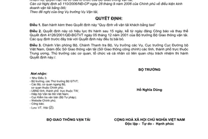 Quyết định 17/2007/QĐ-BGTVT Quy định vận tải khách bằng taxi