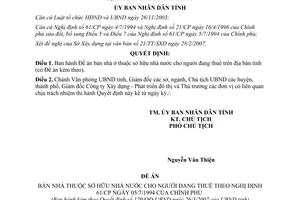 Quyết định 179/QĐ-UBND bán nhà ở thuộc sở hữu nhà nước cho người đang thuê Bình Định 2007