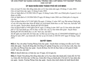 Quyết định 50/2007/QĐ-UBND sử dụng con dấu cấp bằng tốt nghiệp Trung học cơ sở