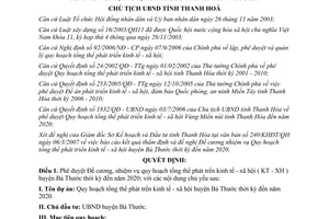 Quyết định 880/QĐ-UBND 2007 Quy hoạch tổng thể phát triển kinh tế xã hội Bá Thước Thanh Hóa 2020