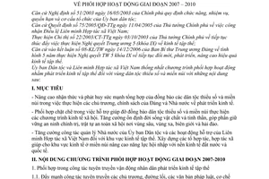 Chương trình phối hợp 191/CTPH-UBDT-LMHTXVN hỗ trợ giúp đỡ đồng bào dân tộc thiểu số miền núi thực hiện kinh tế xã hội