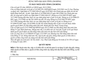 Quyết định 11/2007/QĐ-UBND mức thu nộp tỷ lệ điều tiết chế độ quản lý sử dụng