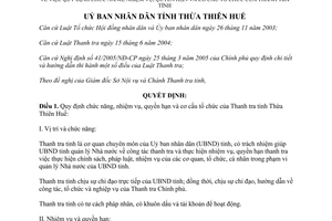 Quyết định 806/QĐ-UBND chức năng nhiệm vụ quyền hạn Thanh tra Thừa Thiên Huế