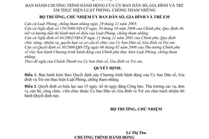 Quyết định 123/QĐ-DSGĐTE Chương trình hành động Ủy ban Dân số, Gia đình Trẻ em thực hiện Luật Phòng, chống tham nhũng