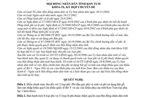 Nghị quyết 01/2007/NQ-HĐND điều chỉnh các loại phí, lệ phí thẩm quyền Hội đồng nhân dânTỉnh Kon Tum
