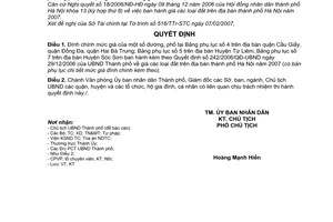 Quyết định 35/2007/QĐ-UBND giá các loại đất địa bàn thành phố Hà Nội năm 2007 hướng dẫn 242/2006/QĐ-UBND