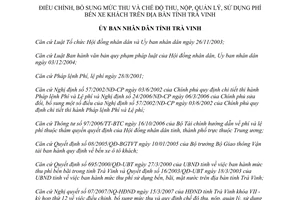 Quyết định 07/2007/QĐ-UBND thu nộp quản lý sử dụng phí bến xe khách Trà Vinh