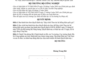 Quyết định 16/2007/QĐ-BCN Quy trình Thao tác hệ thống điện quốc gia