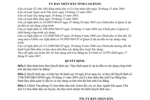 Quyết định 497/2007/QĐ-UBND quản lý dự án đầu tư xây dựng công trình trên địa bàn tỉnh Cao Bằng