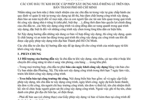 Hướng dẫn 2033/HD-SXD-QLCLXDTP chủ đầu tư được cấp phép xây dựng nhà ở riêng lẻ thành phố Hồ Chí Minh