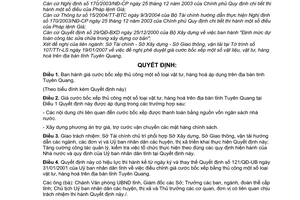 Quyết định 120/QĐ-UBND giá cước bốc xếp bằng thủ công vật tư, hàng hoá trên địa bàn tỉnh Tuyên Quang