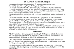Quyết định 775/2007/QĐ-UBND  chế độ thu, nộp, quản lý và sử dụng lệ phí đăng ký hộ tịch trên địa bàn tỉnh Nam Định