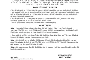 Quyết định 21/2007/QĐ-BTC tỷ lệ chi nộp phí, lệ phí hàng hải cơ quan, tổ chức sửa đổi Quyết định 100/2004/QĐ-BTC