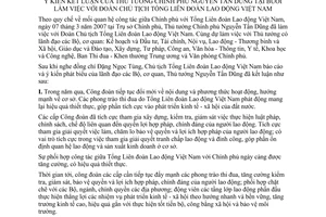 Thông báo 60/2007/TB-VPCP ý kiến kết luận Thủ tướng Chính phủ Nguyễn Tấn Dũng làm việc Đoàn Chủ tịch Tổng liên đoàn lao động Việt Nam
