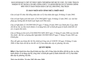 Quyết định 832/2007/QĐ-UBND thí điểm chế độ tự chủ tự chịu trách nhiệm kinh phí quản lý hành chính Thừa Thiên Huế