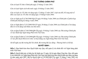 Quyết định 44/2007/QĐ-TTg Quy chế quản lý tài chính Ngân hàng phát triển Việt Nam