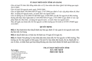 Quyết định 16/2007/QĐ-UBND bản quy định quản lý tài nguyên nước tỉnh An Giang