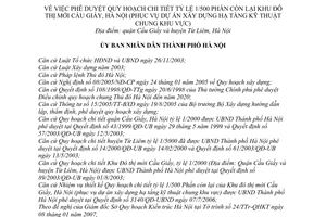 Quyết định 39/2007/QĐ-UBND phê duyệt quy hoạch chi tiết tỷ lệ 1/500 phần còn lại khu đô thị mới Cầu Giấy, Hà Nội