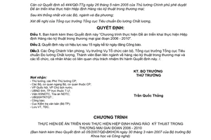 Quyết định 05/2007/QĐ-BKHCN Chương trình Đề án triển khai hiệp định Hàng rào kỹ thuật thương mại giai đoạn 2006 - 2010