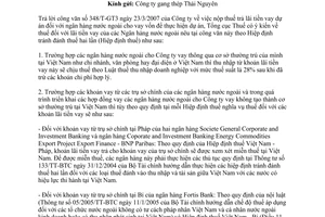 Công văn 1330/TCT-HTQT lãi tiền vay của ngân hàng nước ngoài