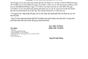Công văn  443/TTg-CN  tách phần giải phóng mặt bằng của các dự án công ích trên địa bàn  Hồ Chí Minh thành dự án độc lập