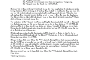 Công văn 601/CTS-PTTH  tần số vô tuyến điện cho truyền thanh không dây