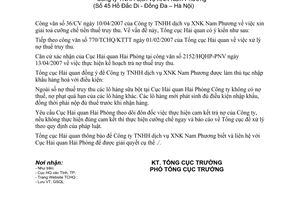 Công văn  2136/TCHQ-KTTT  xử lý nợ thuế truy thu