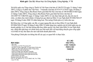 Công văn  2070/VPCP-KG thực hiện việc ghi tên, địa chỉ của tổ chức, cá nhân chịu trách nhiệm  hàng hoá