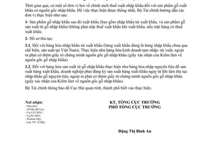 Công văn  5226/BTC-TCHQXK  thuế xuất khẩu sản phẩm gỗ có nguồn gốc nhập khẩu.