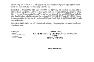 Công văn 5278/BTC-CĐKT  lập báo cáo tài chính cho doanh nghiệp nhỏ và vừa
