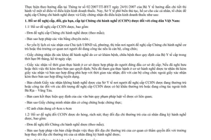 Công văn 637/YT-QLD hồ sơ, thủ tục cấp Chứng chỉ hành nghề