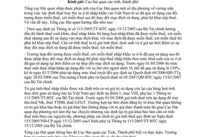 Công văn  2344/TCHQ-KTTT  truy thu xe ôtô đã qua sử dụng nhập khẩu sau đó thay đổi mục đích sử dụng