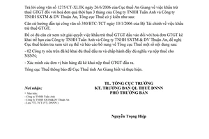 Công văn 1620/TCT-DNNN  khấu trừ thuế GTGT