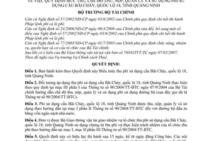 Quyết định 22/2007/QĐ-BTC quy định mức chế độ thu, nộp, quản lý sử dụng phí sử dụng cầu Bãi Cháy, quốc lộ 18, tỉnh Quảng Ninh