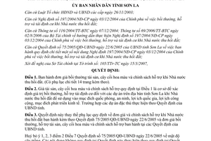 Quyết định 742/QĐ-UBND 2007 đơn giá bồi thường tài sản thu hồi đất Sơn La
