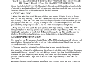 Thông tư 05/2007/TT-BLĐTBXH mức lương hưu công chức, viên chức ngành Hải quan nghỉ hưu quy định Quyết định 287/2006/QĐ-TTg