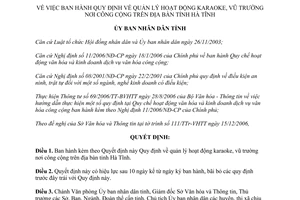 Quyết định 13/2007/QĐ-UBND quản lý hoạt động karaoke vũ trường nơi công cộng Hà Tĩnh