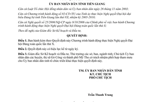 Quyết định 13/2007/QĐ-UBND Chương trình hành động thực hiện Nghị quyết Đại hội Đảng toàn quốc lần X Tiền Giang