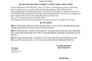 Quyết định 927QD/BNN-TC quy định tạm thời mức hỗ trợ  hoạt động khuyến nông