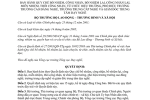 Quyết định 10/2007/QĐ-BLĐTBXH quy chế bổ nhiệm thôi công nhận lại miễn nhiệm từ chức hiệu trưởng phó hiệu trưởng giám đốc cao đẳng trung cấp dạy nghề