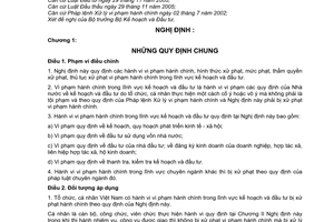 Nghị định 53/2007/NĐ-CP xử phạt vi phạm hành chính trong  kế hoạch đầu tư