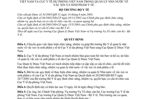 Quyết định 24/2007/QĐ-BYT sửa đổi chức năng nhiệm vụ Cục Quản lý Dược Việt Nam Cục Y tế dự phòng Việt Nam quản lý nhà nước vắc xin sinh phẩm y tế