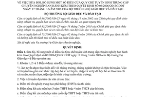 Quyết định 08/2007/QĐ-BGDĐT quy chế tuyển sinh trung cấp chuyên nghiệp sửa đổi 06/2006/QĐ-BGDĐT