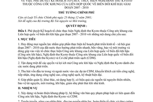 Quyết định 47/2007/QĐ-TTg phê duyệt kế hoạch tổ chức nghị định thư Kyoto công ước khung Liên Hợp Quốc biến đổi khí hậu giai đoạn 2007 2010