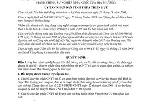 Quyết định 898/QĐ-UBND năm 2007 chế độ trợ cấp ưu đãi công viên chức chuyên trách Công nghệ thông tin Huế