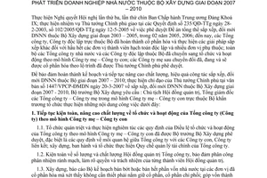 Chỉ thị 05/2007/CT-BXD nâng cao chất lượng công tác sắp xếp, đổi mới, phát triển doanh nghiệp nhà nước thuộc Bộ Xây dựng giai đoạn 2007-2010