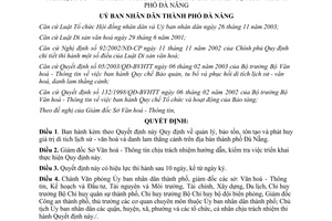 Quyết định 25/2007/QĐ-UBND quản lý bảo tồn phát huy giá trị di tích lịch sử văn hóa Đà Nẵng